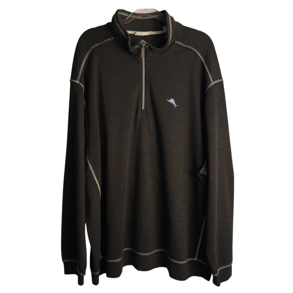 Tommy Bahama Mens 3XLB Black Tobago‎ Bay Half Zip Sweater NWT